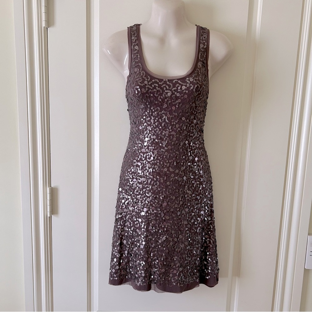 MAX STUDIO Lavender/Taupe All Over Sequined Racerback Dress Size M